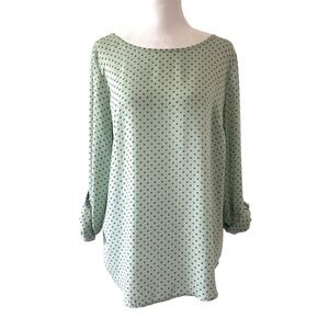 Ann Taylor Factory medium blouse long sleeves green lightweight workwear